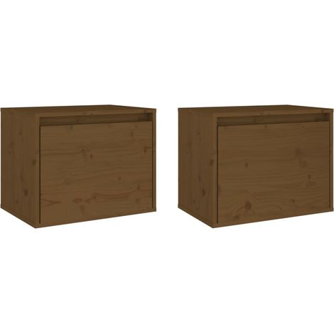 Lot de 2 Armoires murales Salon,Meuble bas de Rangement,Meuble TV Marron miel 45x30x35cm Bois de pin massif -91151 (1/5)