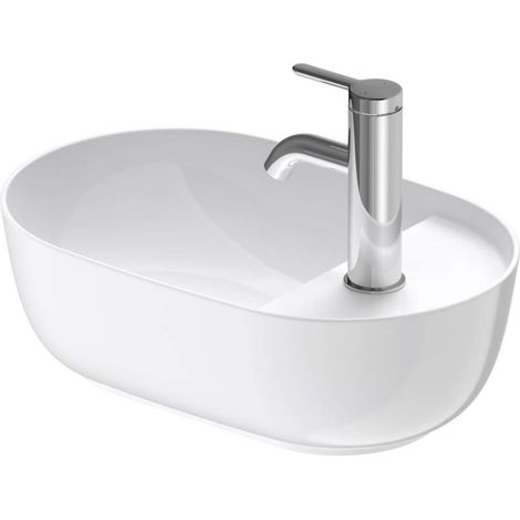 Duravit Luv - Lavamani da appoggio, 42x27 cm, foro singolo variabile, DuraCeram, bianco alpino 0381420000 (1/3)