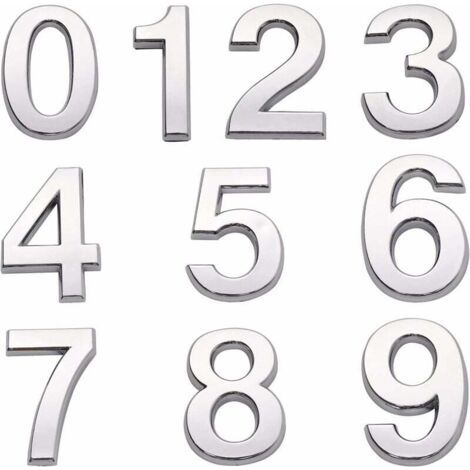 Numéros de maison autocollants pour boîte aux lettres, numéro de porte de 0 à 9, pour appartement, chambre, bureau (4,3 cm)