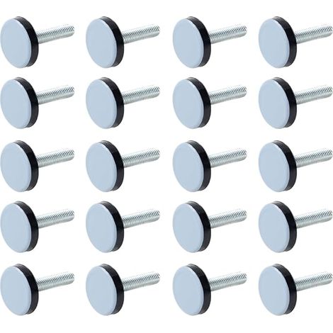 20 Pièces Patins pour Meubles M6x20mm, Patin Chaise Réglable en Téflon, Tampon Chaise avec Insert Fileté Métal, Pied Réglable pour Meuble Lourd, Protection Sol Antidérapant et Silencieux (1/5)