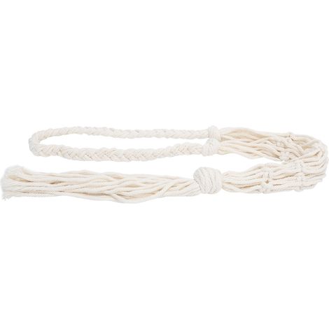 Porte-bouteille en corde de coton tricoté main style bohème, sac de rangement suspendu pour bouteilles couleur beige (1/5)