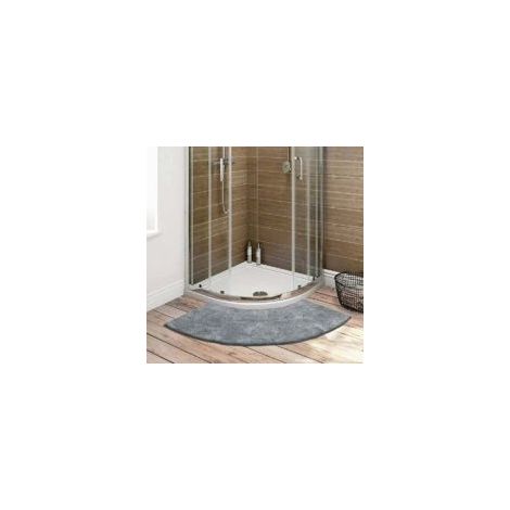 1pc Tapis de douche d'angle, tapis de douche rond festonné, tapis de douche quart de rond en microfibre, gris, 45x100cm - Crezuo (1/4)