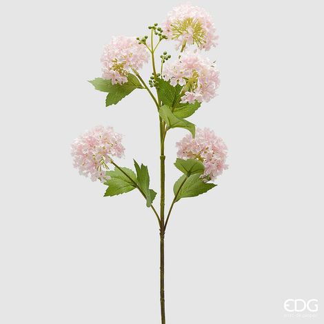 EDG Enzo De Gasperi Viburno Ramo x5 con Foglie Pianta Artificiale H 80 Cm D 10 Cm Rosa