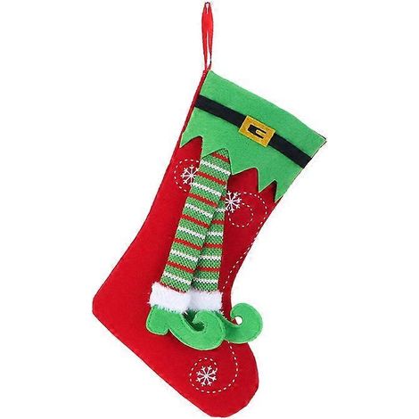 10 décorations de sapin de Noël en forme de jambes d'elfe, chaussettes de Noël, cadeaux de Noël (rouge) (1/5)