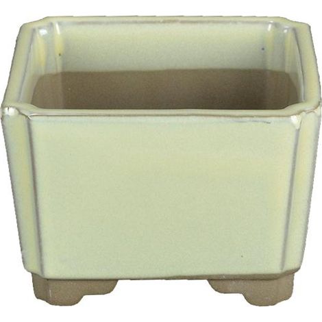 Vaso per bonsai Giapponese Morrisan quadrato in gres smaltato bianco 9x9x5,5 cm - B03-3-2C