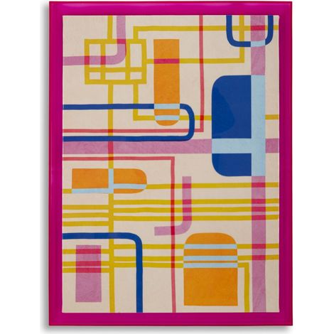 Stampa su tela Modis A astratto pop con cornice fucsia, 60x80 cm