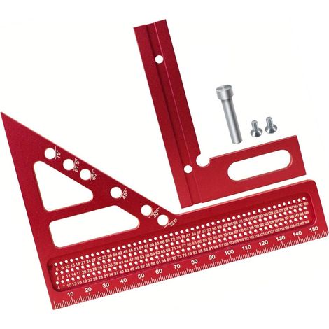 Règle de mesure carrée à angles multiples pour le travail du bois, 22,5 à 90 degrés en aluminium (1/5)