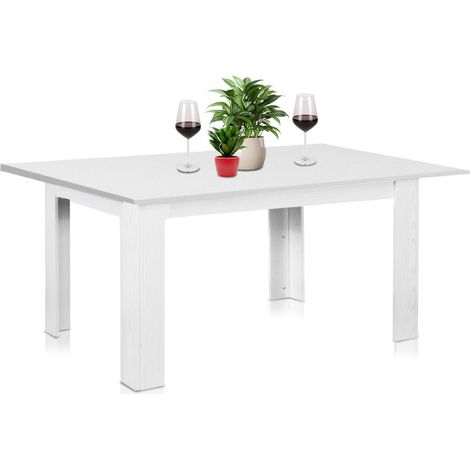 Table Extensible Salle à Manger Blanche de 110 x 70 cm à 150 x 70 cm, Design Moderne, Extensible Peu encombrant, idéal pour Salle à Manger, Salon, Cuisine, mobilier (Blanc frêné) (1/5)