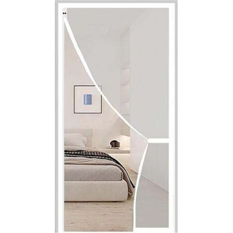 Moustiquaire à fermeture automatique magnétique – 110 x 220 cm, ouverture latérale, couleur blanc, tissu polyester résistant