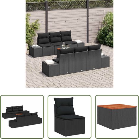 Gartenmöbel - Gartensofa-set mit Speicher 7 pcs Schwarz Poly-Rattan (1/5)