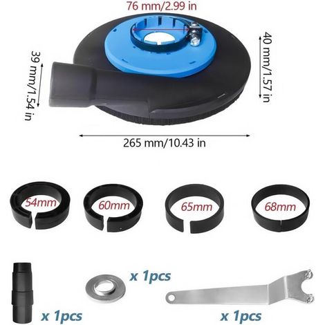 Smerigliatrice angolare da 230 mm con aspirazione della polvere, mini smerigliatrice angolare, levigatrice a disco, alloggiamento per aspirazione della polvere, smerigliatrice da 230 mm (1/4)