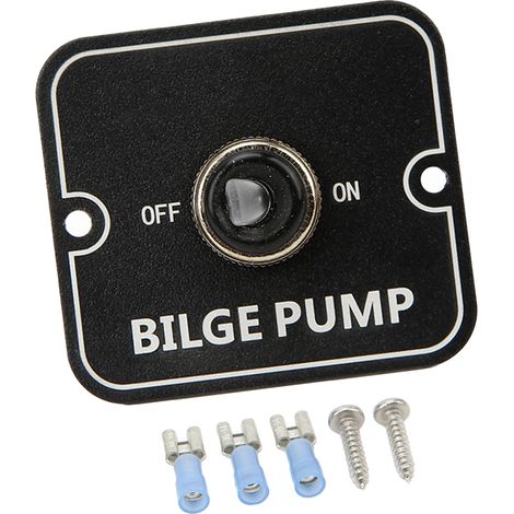 Interrupteur de commande de pompe de cale 12V/24V avec indicateur LED, panneau manuel de sécurité photosensible en aluminium noir. (1/5)
