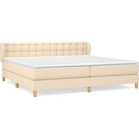 Maison Exclusive - Sommier à lattes de lit avec matelas Crème 200x200 cm Tissu (1/5)