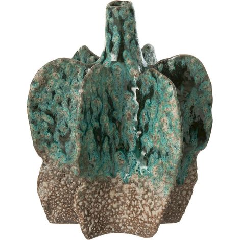 Vase en poterie azur et marron sculptural - azur et marron (1/4)