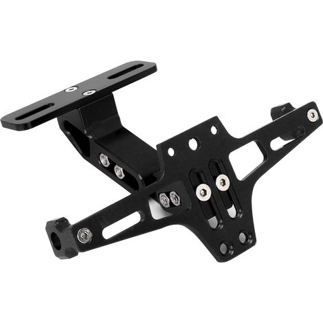 Support de plaque d'immatriculation télescopique réglable en alliage d'aluminium pour motos avec feux LED (1/4)