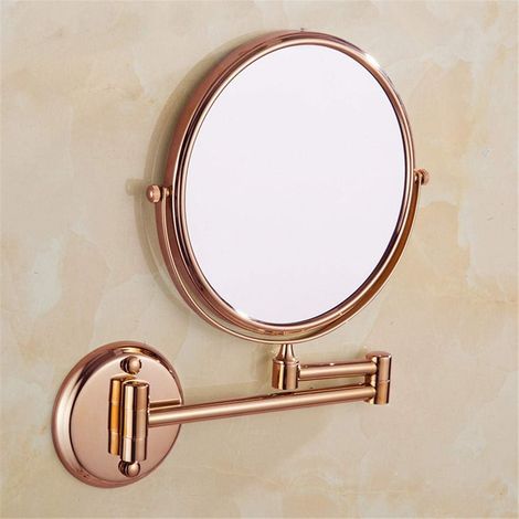 MINKUROW Global Specchio Per Trucco Da Parete A Doppia Faccia In Oro Rosa Da 6 Pollici 3x Ingrandimento, Allungabile E Girevole Specchio Cosmetico Pieghevole Ideale Per La Rasatura E La Cura Della Pel (1/4)