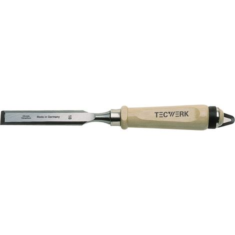 TECWERK Stechbeitel Schneiden-B.8mm m.Zwinge Weißbuchenh.Ulmer Form CV-Stahl TECWERK