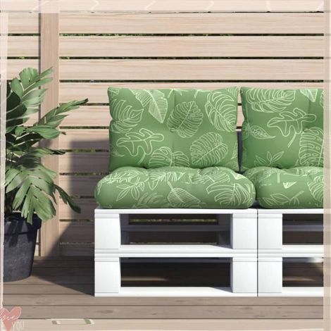 360853 Coussins de palette lot de 2 motif de feuilles tissu Oxford (1/5)
