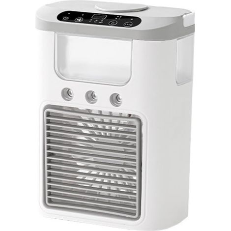 Climatiseur Mobile Sans Évacuation 4 en 1, Rafraîchisseur d’Air Silencieux avec 4 Vitesses, Mode Tempête, 2 Modes de Brumisation, Oscillation 90° et Minuterie Ventilateur et Humidificateur (1/4)