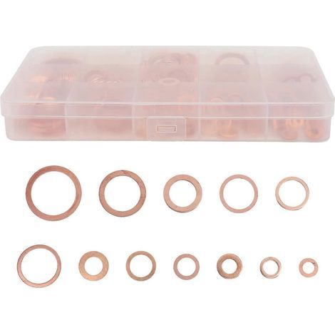 Kit de 280 rondelles plates en cuivre pour bouchons de vidange d'huile (M5, M8, M10, M12, M14, M16, M18, M20) avec boîte. (1/4)