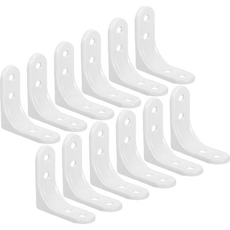 Set di 12 staffe angolari in acciaio inox da 5 cm con viti, supporti murali triangolari robusti, fissaggio per mensole e armadi, cucina, bagno (1/4)