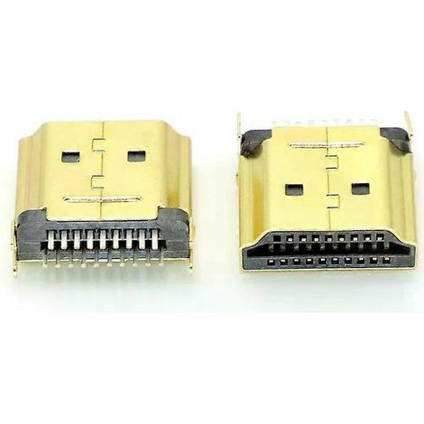 Connecteur HDMI mâle 19 broches plaqué or (lot de 5 ou 10), espacement de 16 mm, pour appareils HD - JXLGV (1/4)