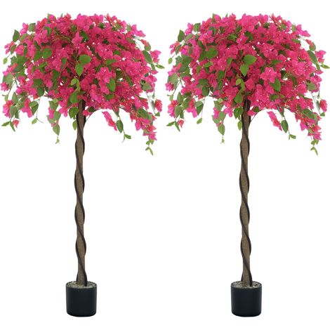 Artificial Plants Murraya, 120 cm Artificial Blossom, Fake Plants in Pot, Large Red Artificial Tree with Flowers for Home House Office Garden Decoration (2 Pack) (1/5)