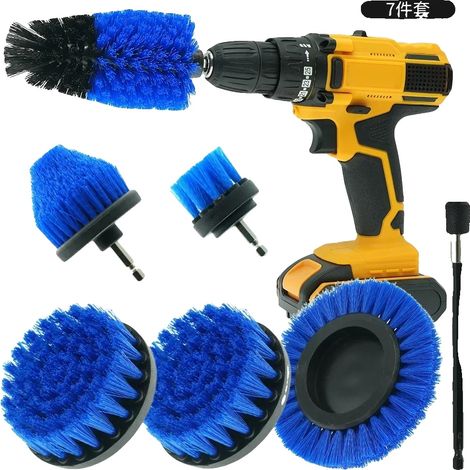 Set di spazzole per trapano, strumento di pulizia multiuso, asta di prolunga inclusa, blu (1/2)