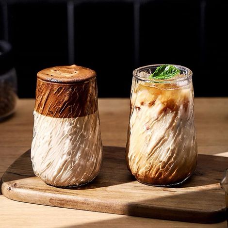 Ensemble de 2 verres à boire/tasses à café, ensemble de verre de 13 oz/400 ml, adapté comme verre à cocktail ou verre pour café glacé, idéal pour cappuccino, caramel americano, eau, soda, thé, milk-sh
