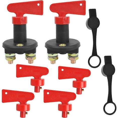 paire d'interrupteurs de déconnexion de batterie M10 avec 6 clés, coupe-alimentation bipolaire robuste 12 V/24 V pour camping-cars, camions et bateaux (1/5)