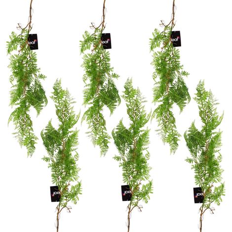 6 x 100cm Artificial Hanging Maidenhair Fern Plant Dark Green - Premium Quality (1/5)