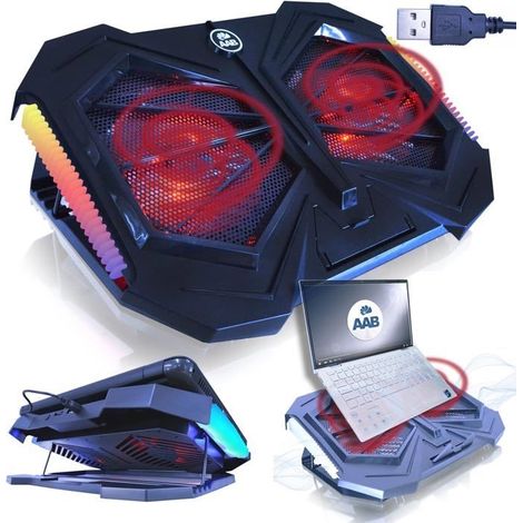 (Schwarz) Mantis – RGB-Beleuchtung, Gaming-PC-Lüfter, Laptop-Kühler mit 2 Lüftern und roter LED-Hintergrundbeleuchtung, Ständer (1/5)