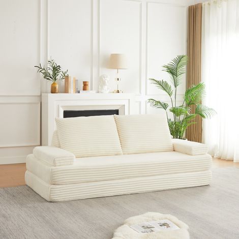 Divano modulare 2 posti trasformabile in letto, beige, 211,5 cm DESVIAE (1/5)
