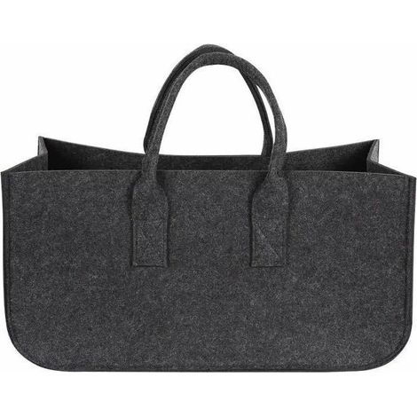 Panier à bois de chauffage en feutre, panier de rangement en feutre avec poignées grand sac en feutre pliable réutilisable, sacs de chariot de courses portables, pour bois, journal, magazine, jouet, v (1/5)