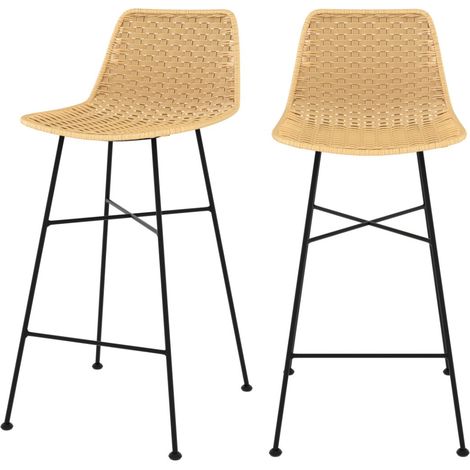 Set de 2 sillas para isla de cocina en ratán natural 65,5 cm - Mara