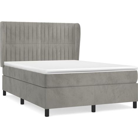 Maison Exclusive - Cama box spring con colchón terciopelo gris cl (1/5)