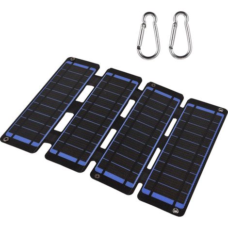 Cargador solar portátil de 13 W y 5 V, panel solar monocristalino flexible y plegable con dos salidas USB. (1/5)