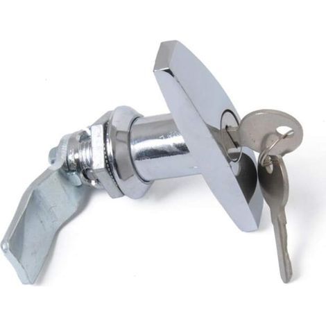 Serrure à Poignée en T avec Clé, Alliage d'Aluminium Loquet de Porte de Remorque Verrouillage de Poignée en T Verrou Universel de Poignée en T pour Trailers Campers,Argent (1/5)