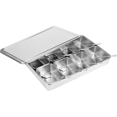 Boîte à Épices en Alliage d'Aluminium avec 8 Compartiments, Rangement Condiments Cuisine, Récipient pour Épices (1/5)