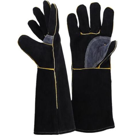 Gants résistants au feu et à la chaleur extrêmes, cuir avec coutures en kevlar, parfaits pour cheminée, poêle, four, grill, soudage, barbecue, mig, support à marmite, traitement des animaux（14 pouces） (1/4)