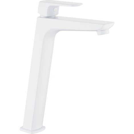 Grifo de Lavabo de Caño Alto Modelo MARRIOT Fabricado en Latón Monomando Acabado en Blanco (1/2)
