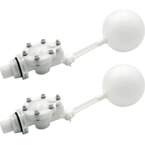 Lot de 2 valves flottantes avec bras réglable, robinet flotteur robuste 3/4 pour réservoir d'eau, haut débit, lot de 2 (1/5)