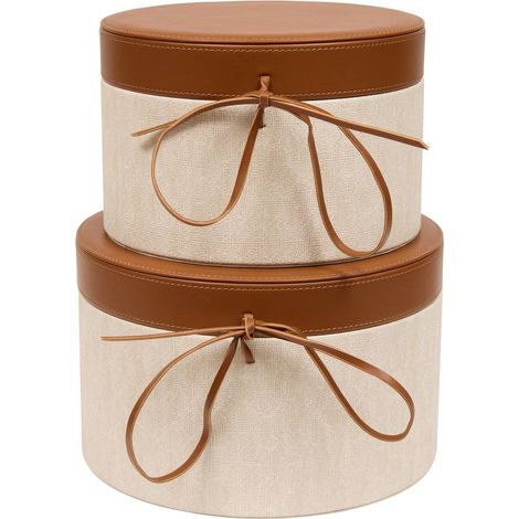 Lot de 2 boîtes Whisky rondes beige - Atmosphera créateur d'intérieur (1/4)