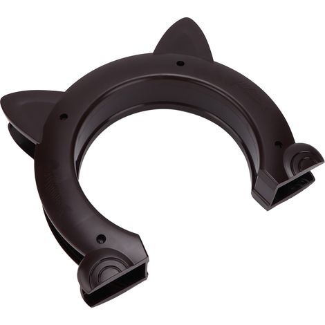 Porte pour chat intérieure en plastique en forme de tête de chat avec motif en arêtes de poisson (marron) (1/5)