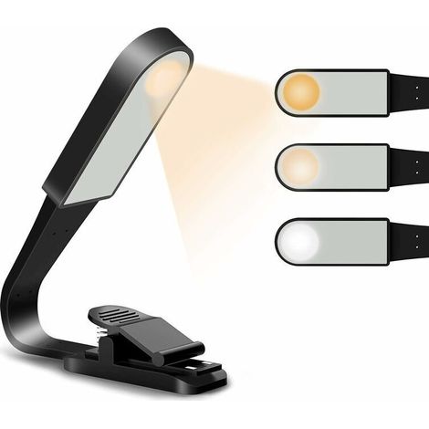 Lampe de lecture, lampe de lecture rechargeable par USB avec capteur tactile, lampe de lecture avec 3 modes de luminosité réglables pour la protection des yeux, clip flexible sur la lamp