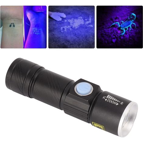395nm UV-USB-Taschenlampe, LED-Taschenlampe, Fluoreszenzmittelerkennung, Fälschungsschutz, Banknotenprüfung, Jade-Identifizierungslampe. (1/5)