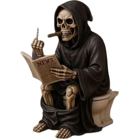 Figurines de Squelette "Grim Reaper" Doigt d'Honneur, Décoration Humoristique Halloween pour Maison et Bureau