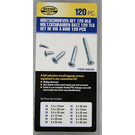 Set de 120 Tornillos Varios para Madera - 48982 BENSON (1/2)