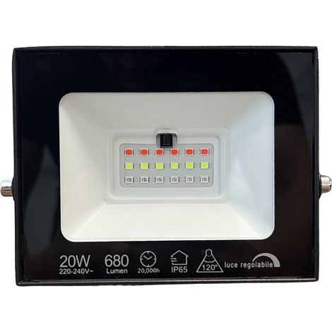 Faro Led Flood Slim RGB Con Telecomando 20W 680 Lumen RGB AC 220V 50Hz Nero IP65