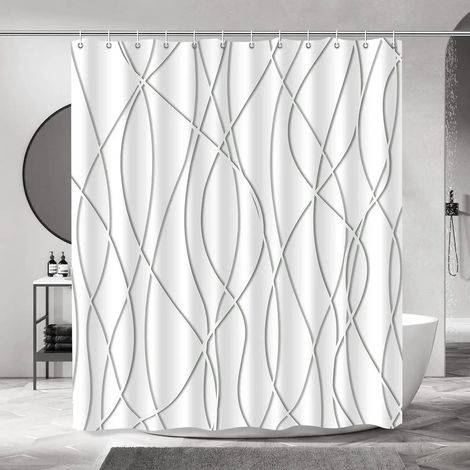 Filiyano-Rideau de douche moderne à rayures noires et blanches ondulées, rayures dégradées, rideau de douche décoratif pour salle de bain, 180 x 230